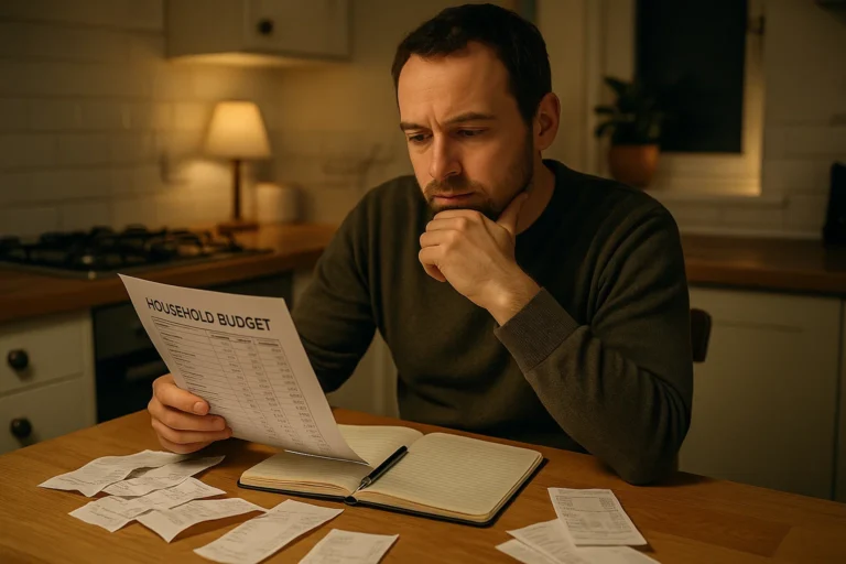 Person managing their monthly spending plan at home while following IVA spending rules.